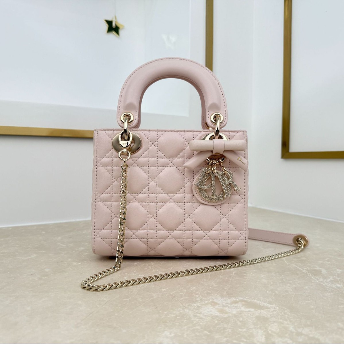 【Guangzhou Cross-Border Original Leather】D Brand Classic Sheepskin Three-Compartment Lady Bag Women's High-End Chain Crossbody Bag