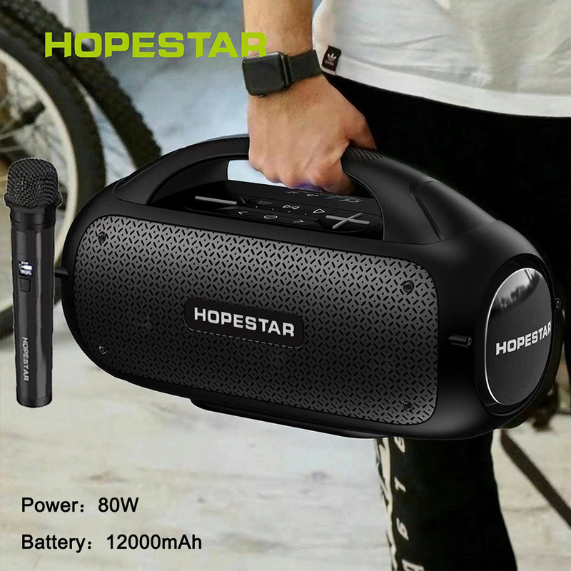 HOPESTAR A50 portable high-power 80W Bluetooth speaker with microphone car subwoofer outdoor portable KTV
