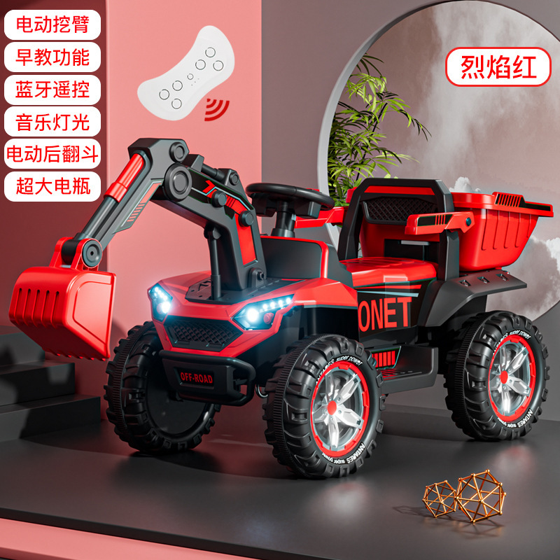 Excavadora para niños super grande para personas, niños y niñas, coche de juguete, coche de playa cruzado, coche eléctrico de ingeniería para niños