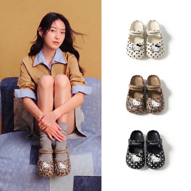 Authentic Kitty Polka Dot Clogs Cute Ballet Sandals for Women Breathable Non-Smelly Summer Outdoor Slippers for Women