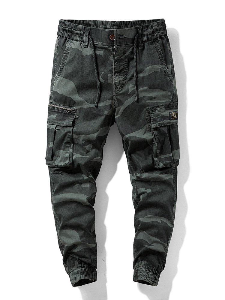 Pantalones cargo de estilo americano con camuflaje para hombre, modernos, con cordón y múltiples bolsillos, exclusivos para Amazon A655.