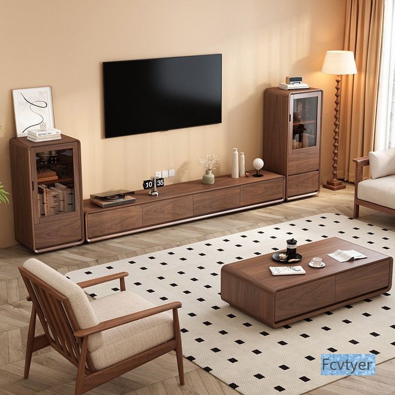 Suxiaoqin Floor-Standing Wall-Mounted Tv Cabinet Household Solid Wood Tv Cabinet 2025 Full Combination Cabinet New Small Apartment