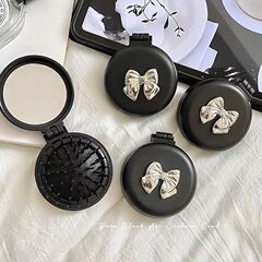 蝴蝶结小梳子便携式迷你随身折叠气垫梳气囊按摩梳镜子一体可爱