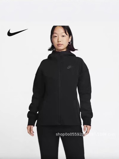 小勾春秋新作レディース帽子付きゆったりファスナー小LOGOエンボス長袖スウェットスポーツコート|undefined