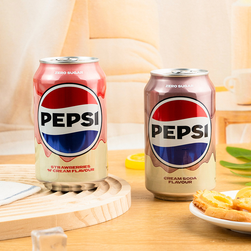 British Imported Pepsi-Cola Strawberry Cream Flavored Carbonated Drink 330Ml/Can Sugar-Free Soda Sparkling Drink