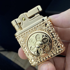 佐羅zorro煤油打火機Z582六字真言創意按壓台式個性旋轉解壓神器