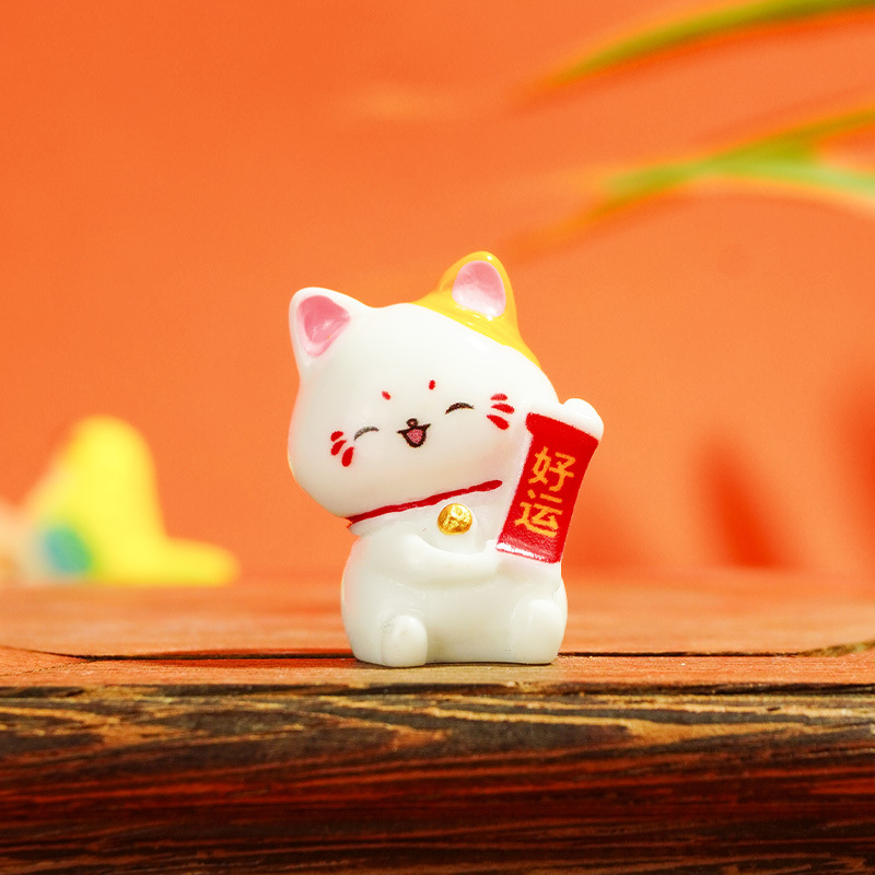 Artesanías Adornos pequeños Simulación Lucky Cat Adornos de escritorio Adornos de consola central de coche Mini regalos de animales