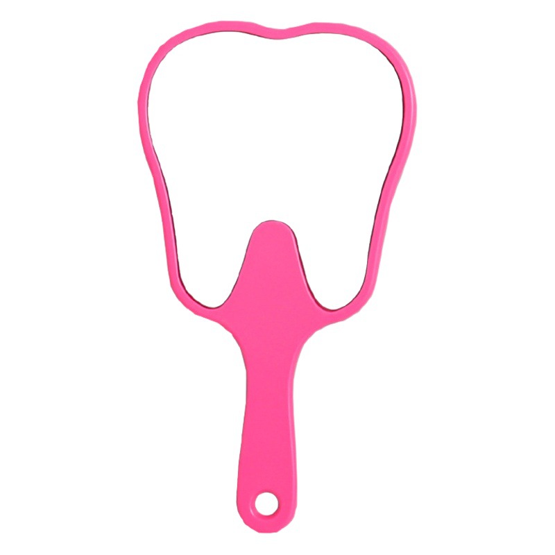Espejo portátil en forma de diente pequeño clínico dental HD espejo de mano multicolor publicitario