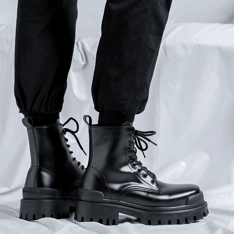 Ботинки Martin, мужские летние мотоциклетные ботинки на платформе с высоким берцем, кожаная обувь, Мужская модная обувь до середины, британские БОТИНКИ 8516-R