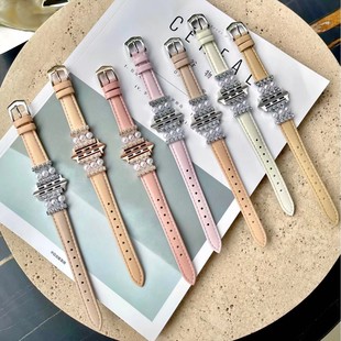 For Apple Apple Watch Strap iwatch10/987654SE Light Luxury Pearl Calfskin Wristband