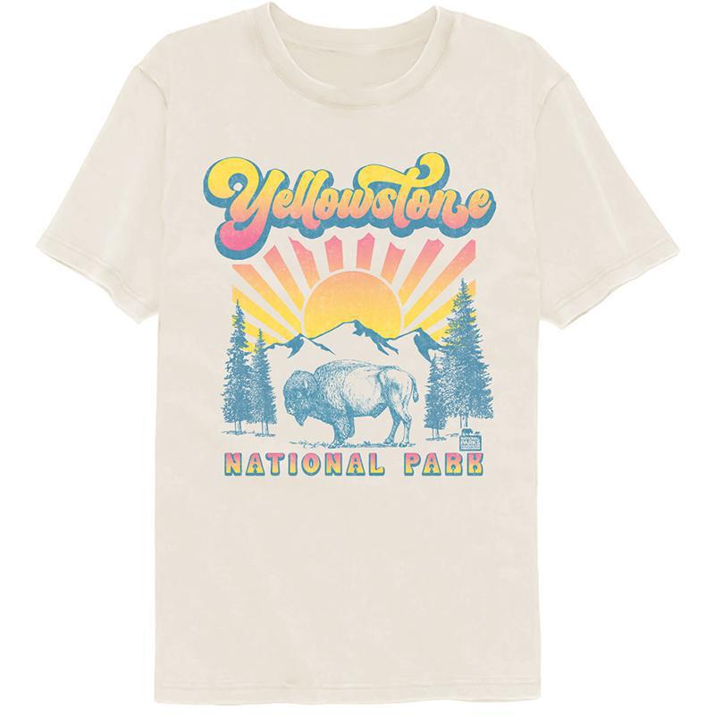 Yellowstone National Park, Usa, Natural Protection of Animals and Plants, American Casual Retro Men's and Women's Direct Spray Short-Sleeved T-Shirt