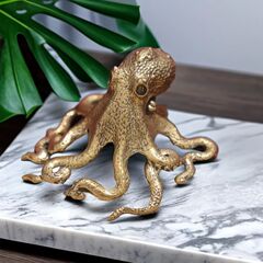 Solid pure brass office desk small ornament octopus antique bronze tea pet decoration craft gift handheld play item