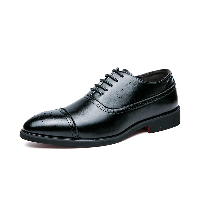 Cross-border Plus size Business casual Oxford zapatos de cuero negro formal zapatos de moda brogue tallado zapatos de cuero Zapatos de vestir de la boda image 7