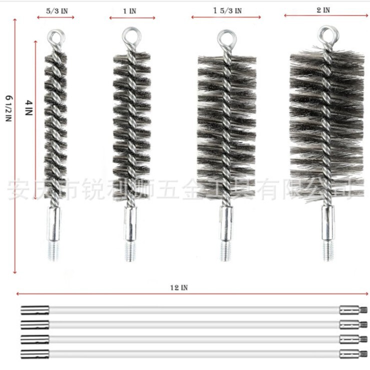 M8 Threaded Pipe Cleaning Boiler Brush Set with Nylon Rods of Unlimited Length, Available in Outer Diameters of 15, 25, 40, 50 mm M8 Threaded Pipe Cleaning Boiler Brush Set with Nylon Rods of Unlimited Length, Available in Outer Diameters of 15, 25, 40, 50 mm