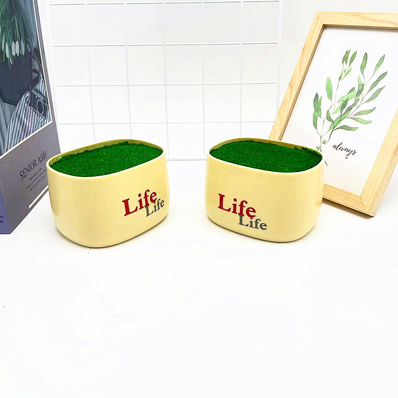 新款life盆仿陶瓷塑料花盆创意泡沫植绒仿真盆栽家居插花装饰摆件|undefined
