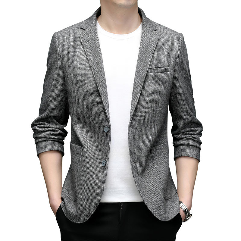 Áo vest nam dáng ôm phối len mỏng chống nhăn kiểu Hàn — Vàng ngỗng, Xám trung tính