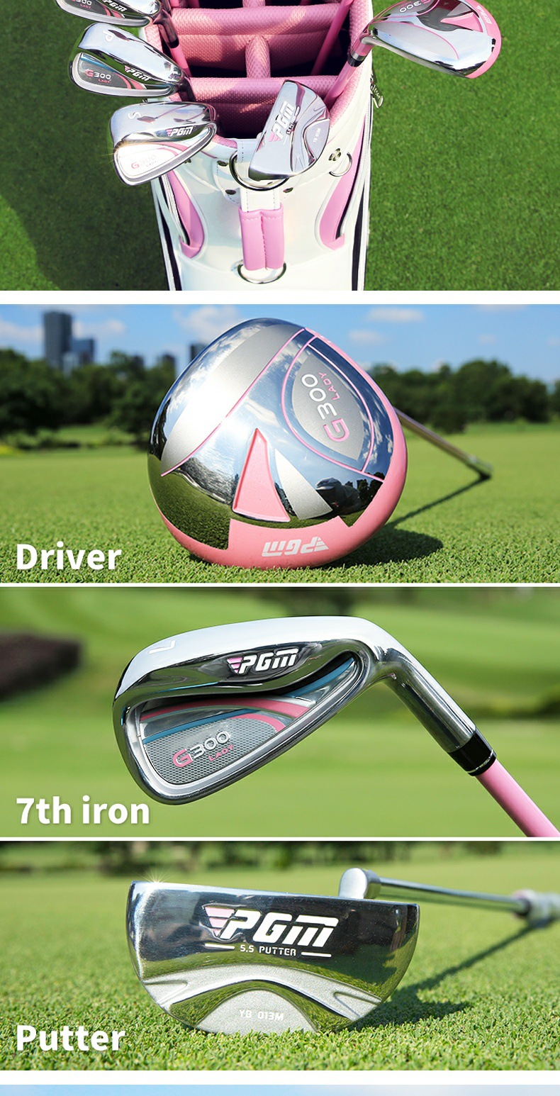 Bộ gậy golf nữ PGM G300 Lady 11 cây hợp kim titan kèm túi đựng — Cacbon! Gậy 11 màu hồng + túi đựng kính thiên văn, Cột thép! Gậy 11 màu hồng + túi đựng kính thiên văn, Carbon! 11 Câu lạc bộ màu hồng + túi bóng tiêu chuẩn, Cột thép! Gậy 11 màu hồng + túi tiêu chuẩn chi tiết 12