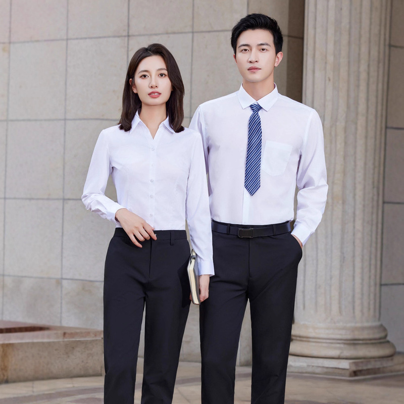 288 Cotton 40% Source Factory Unit Work Uniforms Mercedes-Benz 4S Shop Work Uniforms Men and Women Long-Sleeved White Shirts Sales Group Purchase