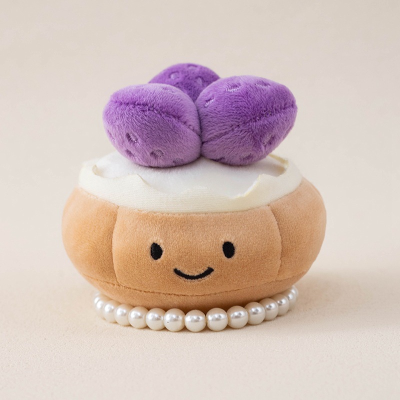 Pastel lindo tarta de fresa colgante pequeño juguete de peluche muñeca simulación divertida tarta de fresa muñeca perla cadena colgante