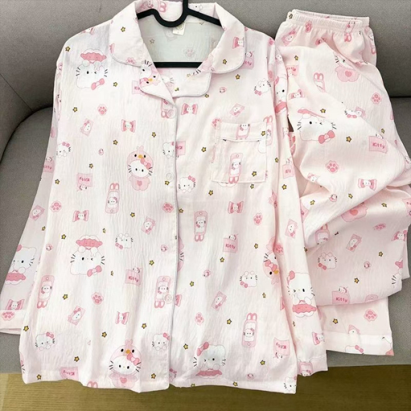 云朵棉 睡衣女春秋季高级感长袖外穿简约休闲家居服套装|undefined