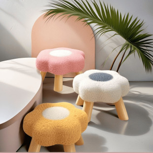 Flower Stool for Home Use, Trendy Cloud Bench Sofa for Living Room, Cute Children's Bedroom Low Stool for Girls to Change Shoes