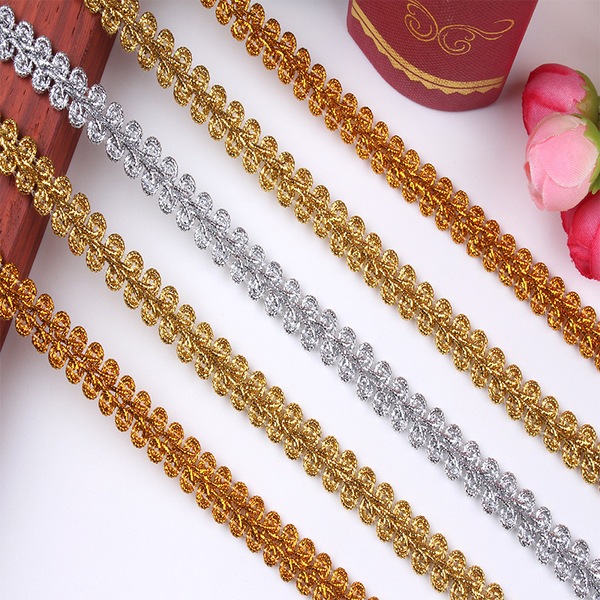 Factory wholesale gold and silver silk lace wavy wealth and lace…