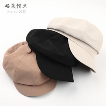 韩版复古硬边贝雷帽女新款时尚八角帽英伦纯色文艺时装帽鸭舌帽子