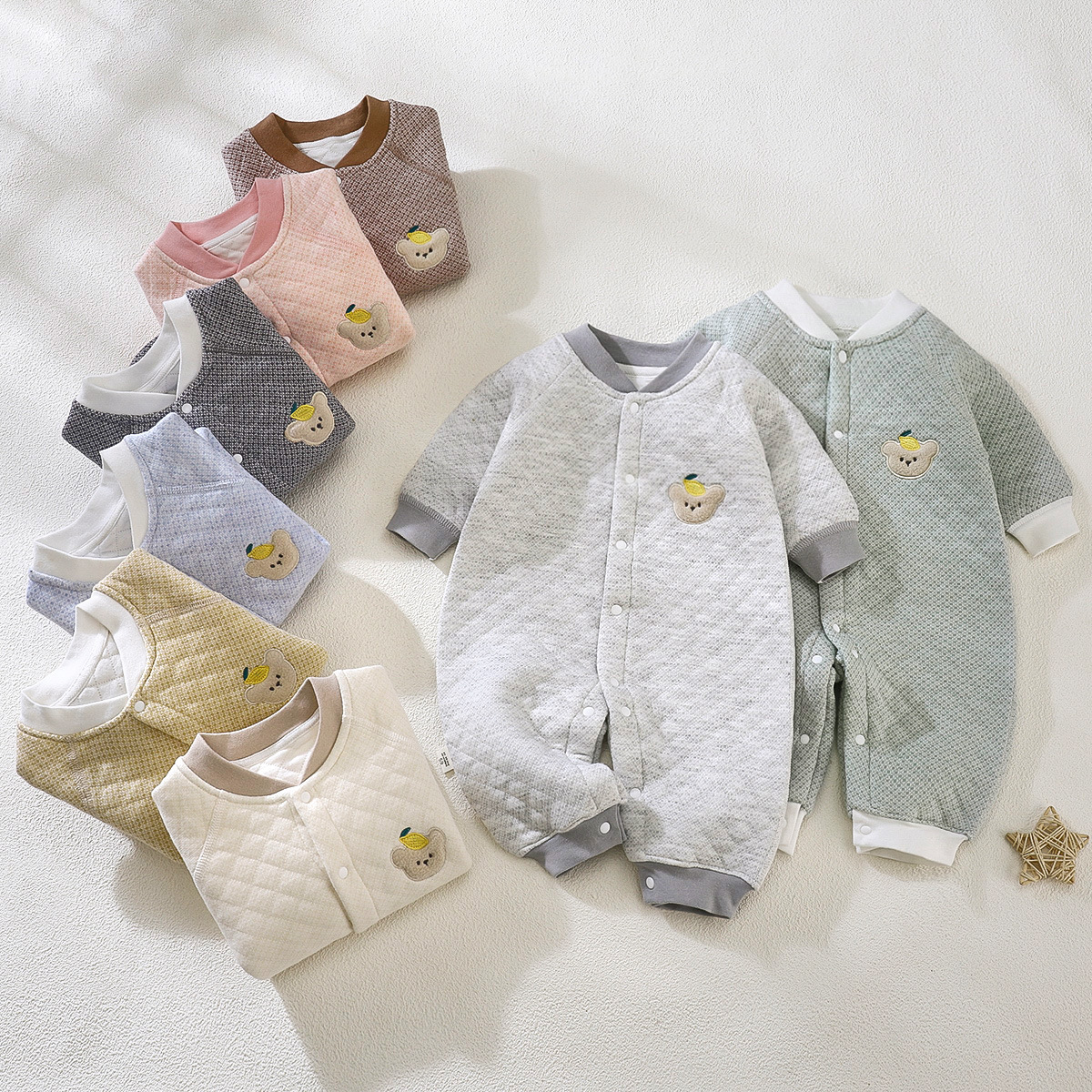 Baby Jumpsuit Warm Autumn and Winter Pure Cotton Type a Baby Intimates Quilted Rompers Pajamas Newborn Clothes Spring & Fall