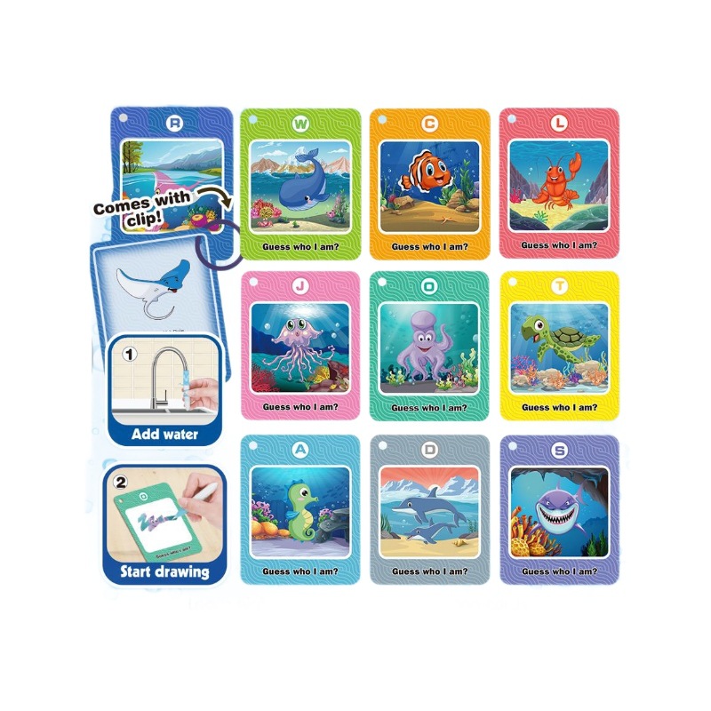 Niños tarjetas de color de agua tarjetas de color de agua juguetes científicos y educativos tarjetas de graffiti del mundo submarino