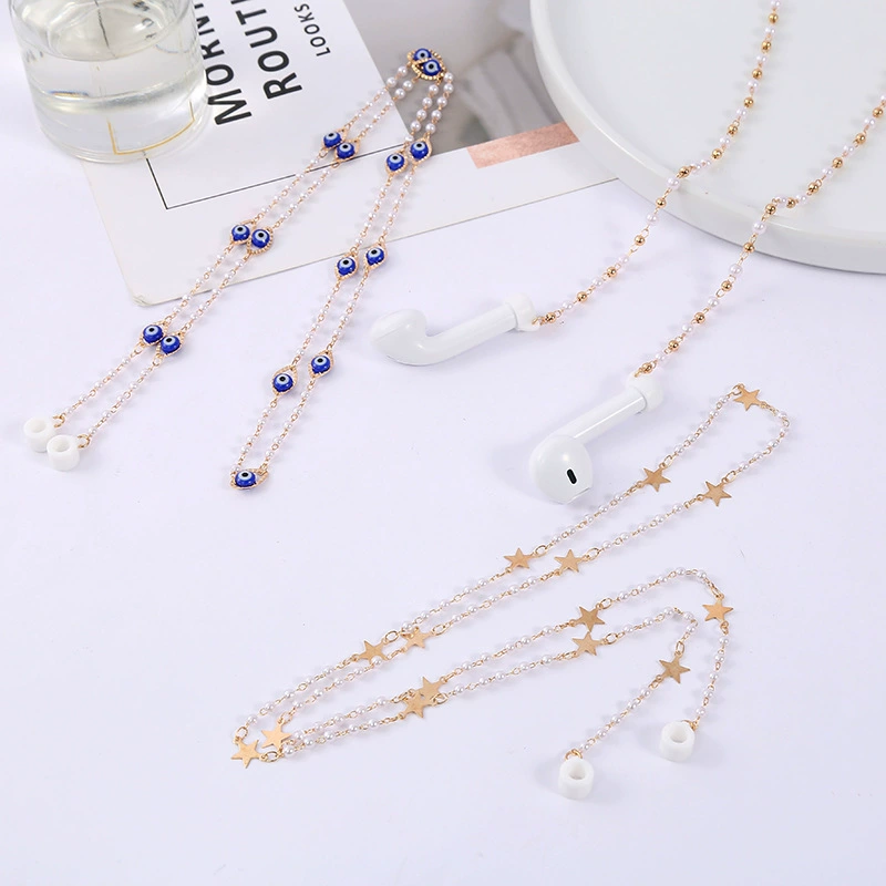 Apple, protective creative headphones from pearl, lanyard holder, fashionable necklace, chain, (Cross-border trading), bluetooth