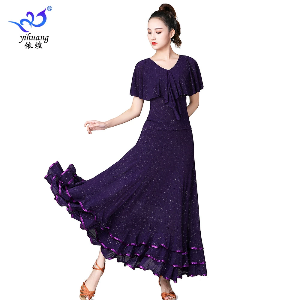 Новая одежда для бальных танцев сценическая одежда для соревнований квадратная танцевальная одежда современная танцевальная одежда для тренировок большие качели юбка костюм