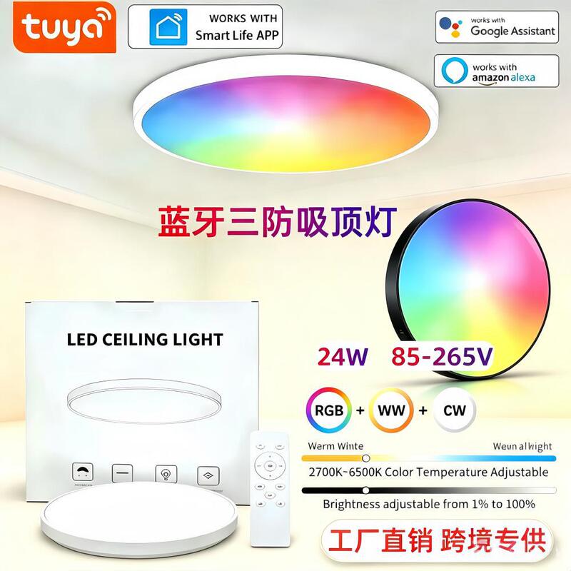 Tuya Smart Ceiling Light Bluetooth Three-Proof Ceiling Light Rgbcw Dimmable and Color-Adjustable Tuya Supports Alexa and Google Tuya Smart Ceiling Light Bluetooth Three-Proof Ceiling Light Rgbcw Dimmable and Color-Adjustable Tuya Supports Alexa and Google