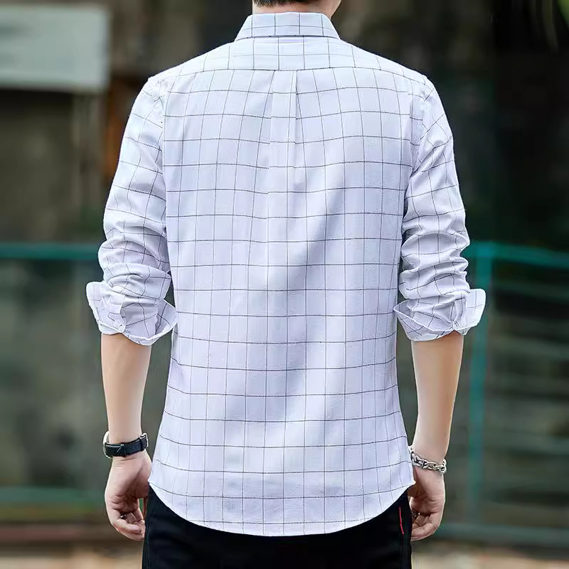 Camisas para hombres, estilo de primavera y verano Oxford, estilo de moda para hombres, estilo de alta gama, hombres coreanos, viajes de negocios delgados, todo fósforo