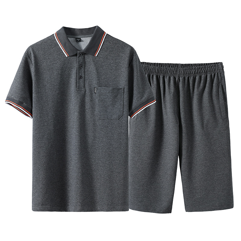 Verano nuevo traje casual de mediana edad hombre relajado y cómodo pantalones cortos de mangas cortas transpirables papá algodón dos piezas set