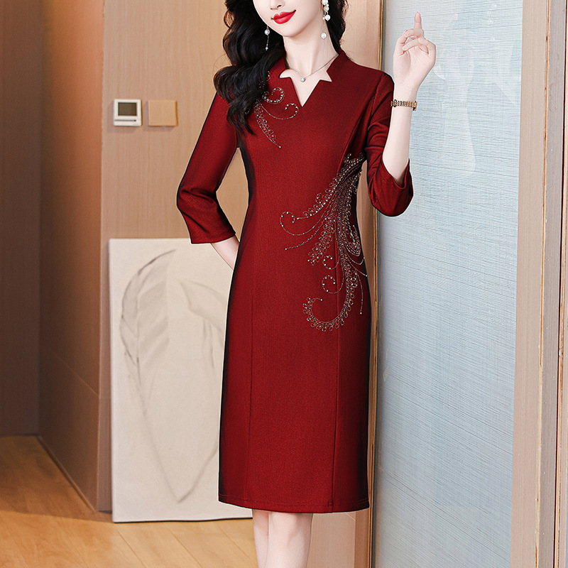 qwfs7707妈妈婚宴旗袍喜服结婚礼服2025秋季新款气质优雅连衣裙女|undefined