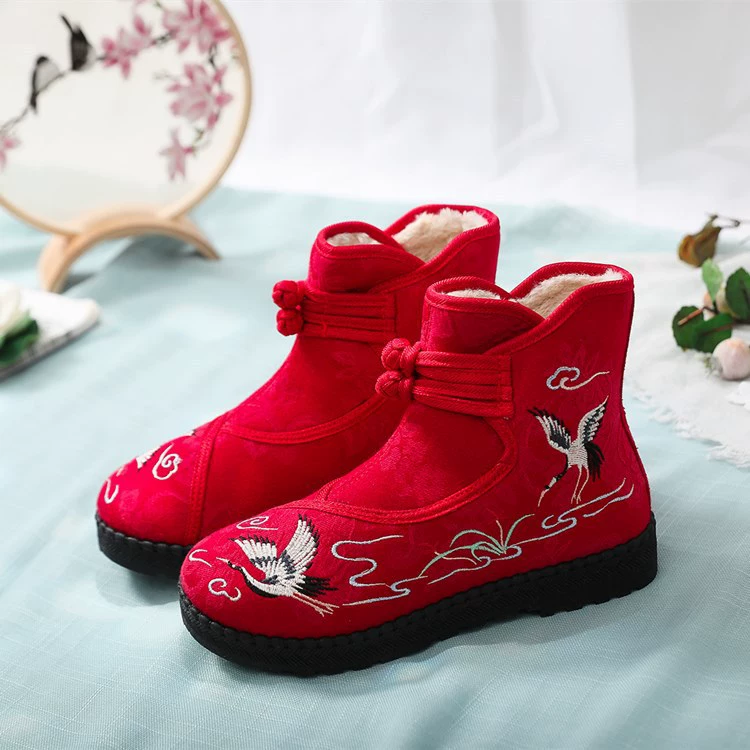 Осень-зима 2020, новая обувь с вышивкой в этническом стиле, женские сапоги на мягкой подошве с длинными волосами, антикварные сапоги ханьфу, сапоги для квадратных танцев