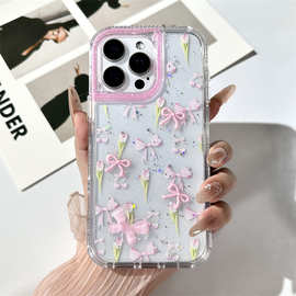 25年新品适用HONORX7D滴胶彩绘X6C蝴蝶结配件400镜框滴胶手机壳