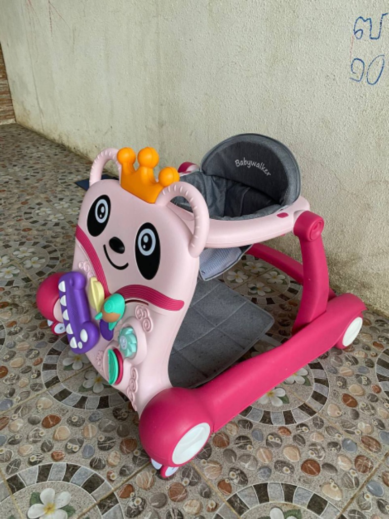 Walker todo en uno plegable empuje manual andador multifuncional para bebés anticaída