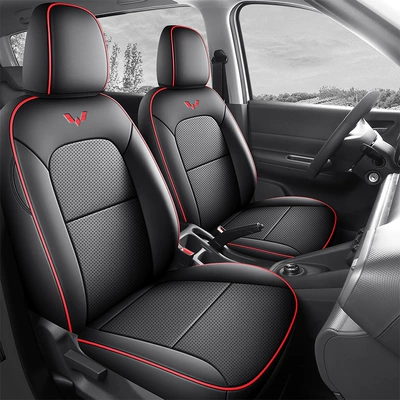 2025 Wuling Hongguang Extended Range Version Seat Cover All-Inclusive Pure Electric Ev Five 7 Seven 6 Six New Energy Special Car Seat Cushion (Modelə uyğun (Original) oturacaq örtükləri) - two-seater-all-inclusive-standard-version-black-and-red-lines-hongguang