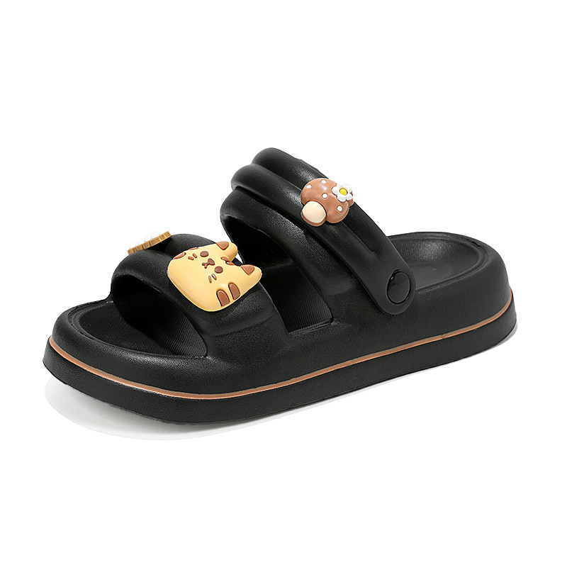 Zapatillas de fondo grueso para mujeres de verano, lindas zapatillas de playa de fondo suave, zapatillas de baño ligeras para el interior