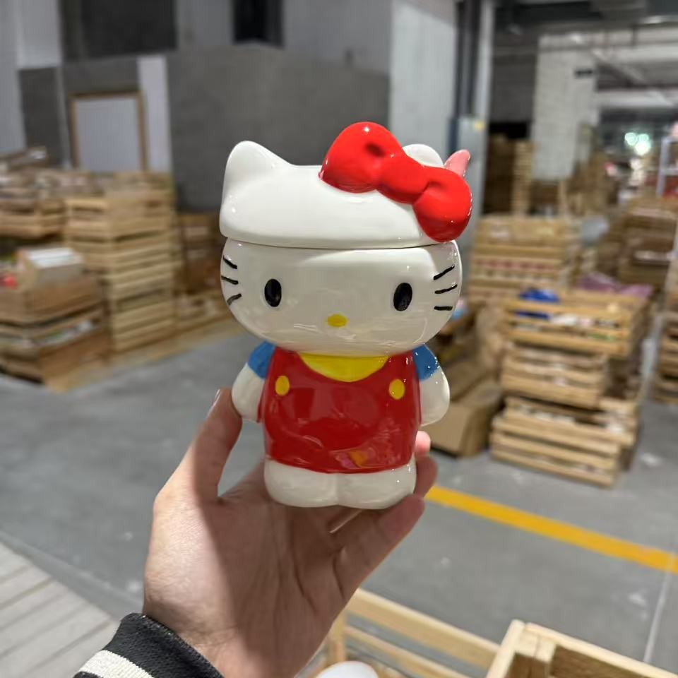 Estilo caliente serie hellokitty vajilla linda cerámica bajo vidriado accesorios para el hogar adornos regalo de cumpleaños para niñas