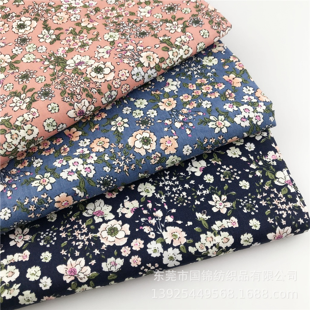 热销新款印花布 全棉133*72府绸印小碎花   夏季童装连衣裙面料
