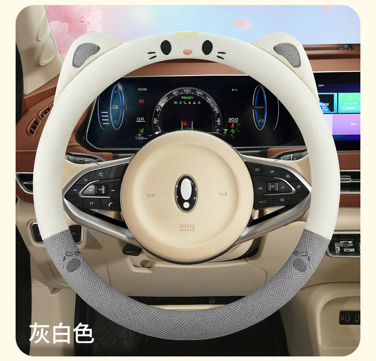 New Car Steering Wheel Cover Summer Linen All-Season Universal Goddess Ladies Anti-Slip Cute Cartoon Car Handle Cover