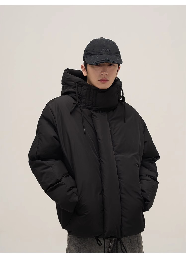 Black Winter American Trend Advanced Sense Design Sense Niche Hooded Cotton Clothing Men's European And American Street Jacket Couple Tide_viptrois.com