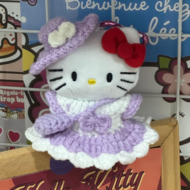 黑色草帽kitty帽宝宝挂件爱心扣公仔玩偶可爱赫本风挂饰钥匙扣|undefined