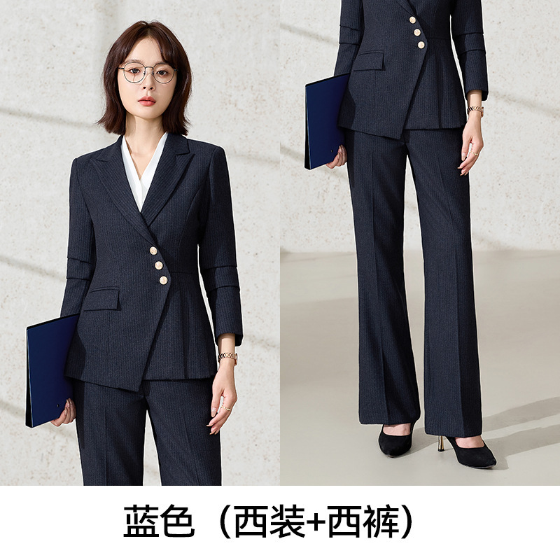 条纹西装外套女春秋季2025新款设计感轻职场职业正装高端西服套装|undefined