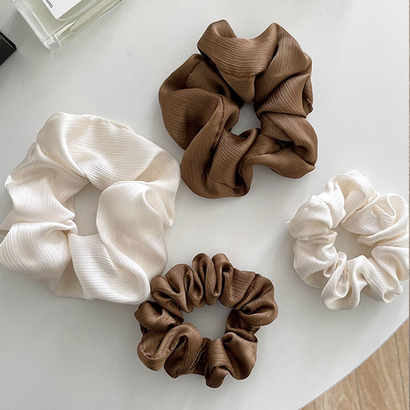 한국 고급 결장 헤어 루프 주름 실크 헤어 액세서리 부드러운 모든 일치 간단한 우아한 모자 헤어 액세서리