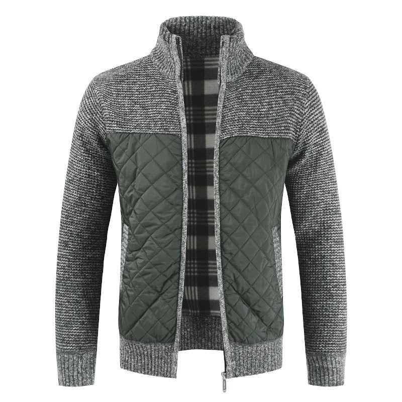 Demi-season woolen warm knitted sweater, cardigan, men's jacket