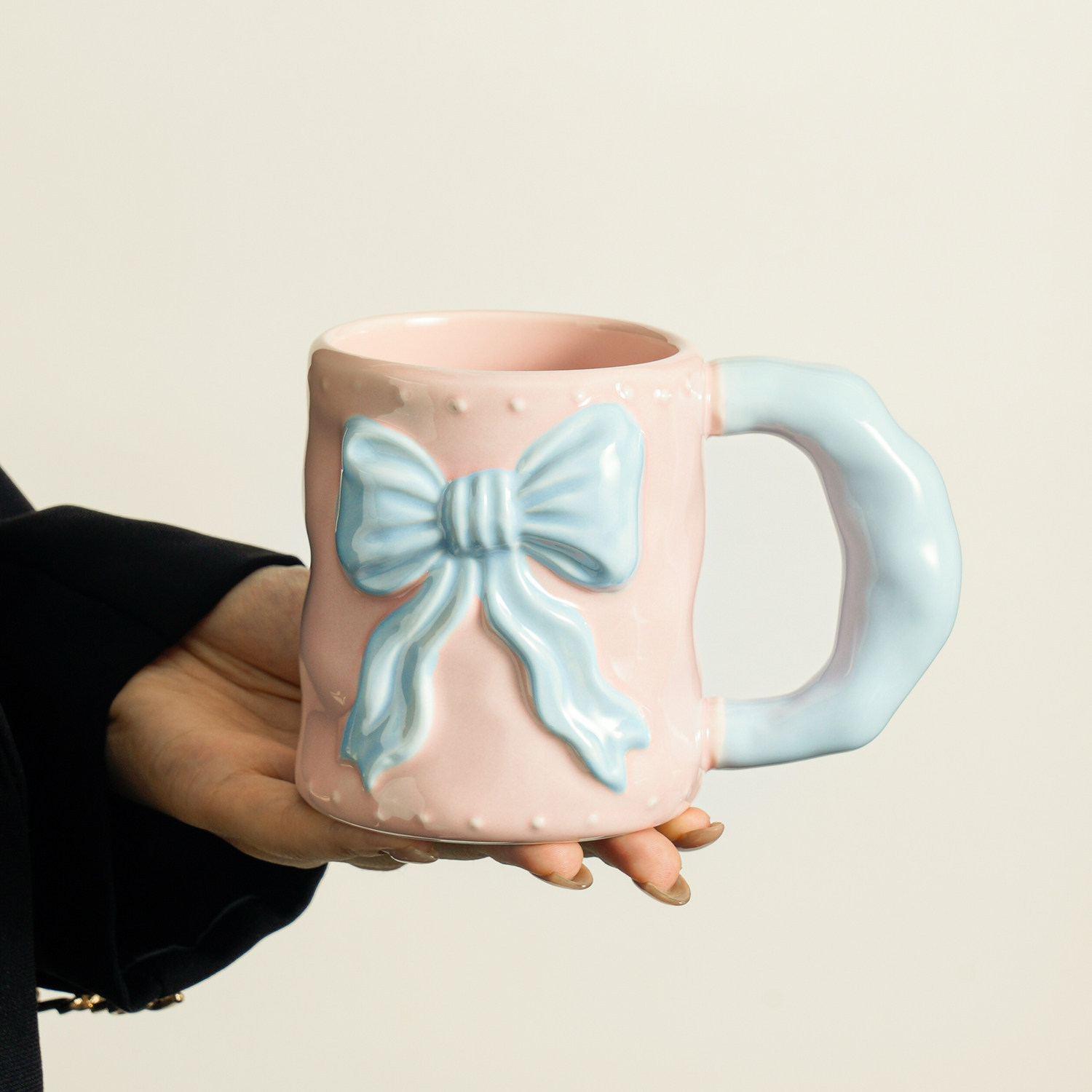 Taza de arco de alta calidad de taza de cerámica de gran capacidad de taza de agua de bebida de oficina de niñas café desayuno taza