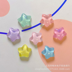 氷透閃粉五芒星樹脂部品携帯ケース髪飾りクリームヘアピン手作り材料7色